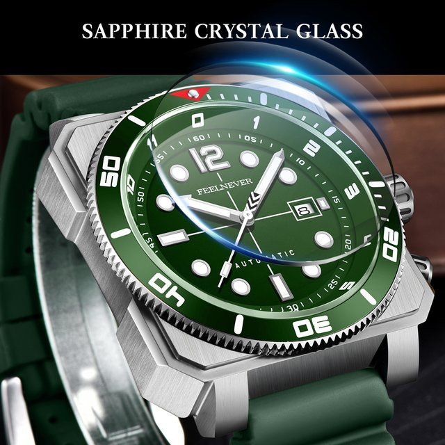 FeelNever Armbanduhr, Automatik, GMT, Saphirglas, Kautschuk, Herren - Bild 1