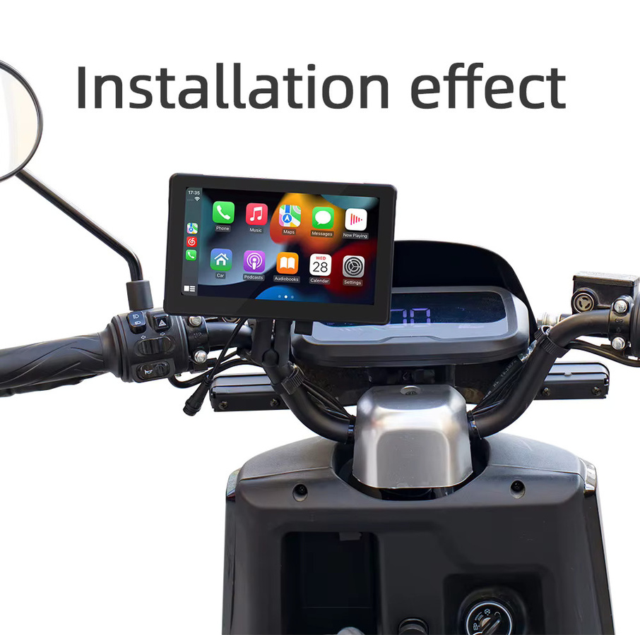 BQCC 7-Zoll Motorrad HD MP5 Fahrrekorder mit Android Auto und CarPlay, wasserdicht IP65, Schwarz - Bild 6