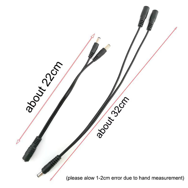 Gakaki DC-Stromverteiler-Stecker Verlängerungskabel 1 Buchse auf 2 Stecker Schwarz 5,5 mm und 2,1 mm für CCTV und LED-Streifen - Bild 1