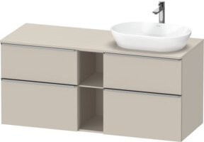 Duravit Waschtischunterschrank D-Neo in Beige Matt mit zwei Türen und offenen Regalfächern, Wandmontage, B/T/H: 140 x 55 x 66,4 cm - Bild 1