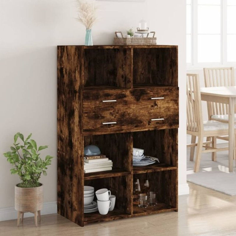 Vidaxl Highboard in Räuchereiche Braun aus Holzwerkstoff im Industrial Design, B/T/H: 80 x 42,5 x 124 cm - Bild 1
