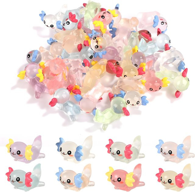 Yiran toy Mini-Axolotl Miniatur Glitzer Tierfiguren 10/20-teiliges Set - Bild 1
