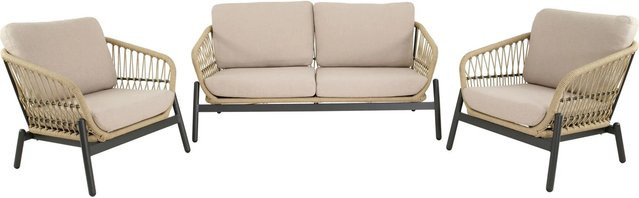 Lesli Lounge-Set Zavi 3-teilig Beige mit Polstern aus Olefin und Aluminiumgestell - Bild 1