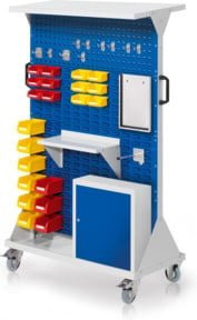 Kappes RasterMobil Rollbarer Rollcontainer Größe 4 in Grau und Blau mit 2 Lochplatten und 6 Schlitzplatten, Höhe: 162 cm - Bild 1