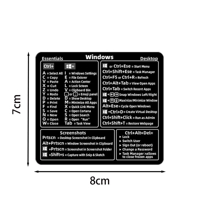 5 Stück Windows-Tastenkombinations-Aufkleber in Schwarz aus PVC mit halbglänzendem Finish - Bild 2