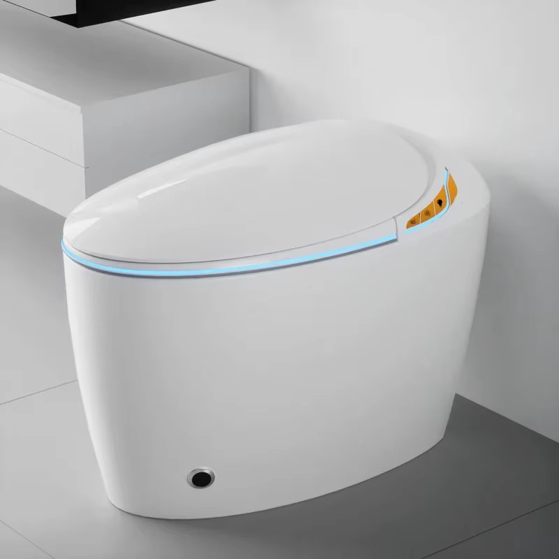 Intelligente einteilige Toilette mit integriertem Bidet von OUCEY in Weiß oder Grau aus Keramik mit automatischem Sitz und Fußsensor - Bild 2