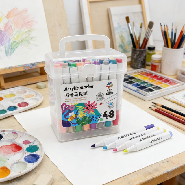 Acryl-Marker-Set mit 48 Farben und feiner Spitze für Zeichnungen, Malerei und DIY-Bastelarbeiten in Multicolour - Bild 1