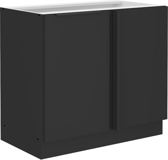 Küchen Eckunterschrank SIENA Schwarz mit Einlegeboden und Scharniertüren Breite: 105 cm - Bild 1