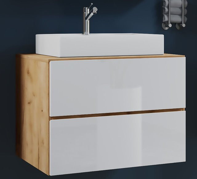 VCM Badmöbel Lendas 2-teiliges Badezimmer-Set in Weiß und Eiche Honig, B/H/T: 61 x 69 x 51,4 cm - Bild 1
