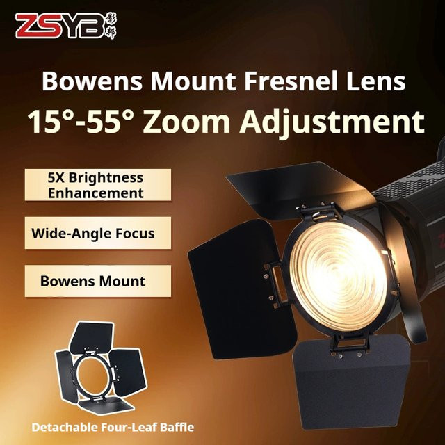 ZSYB YF-140 Fresnel-Linse mit Schallwand in Schwarz für Baorong-Mount, 5-fach hellerer Effekt, kompatibel mit S100, W120B und CX100 - Bild 1