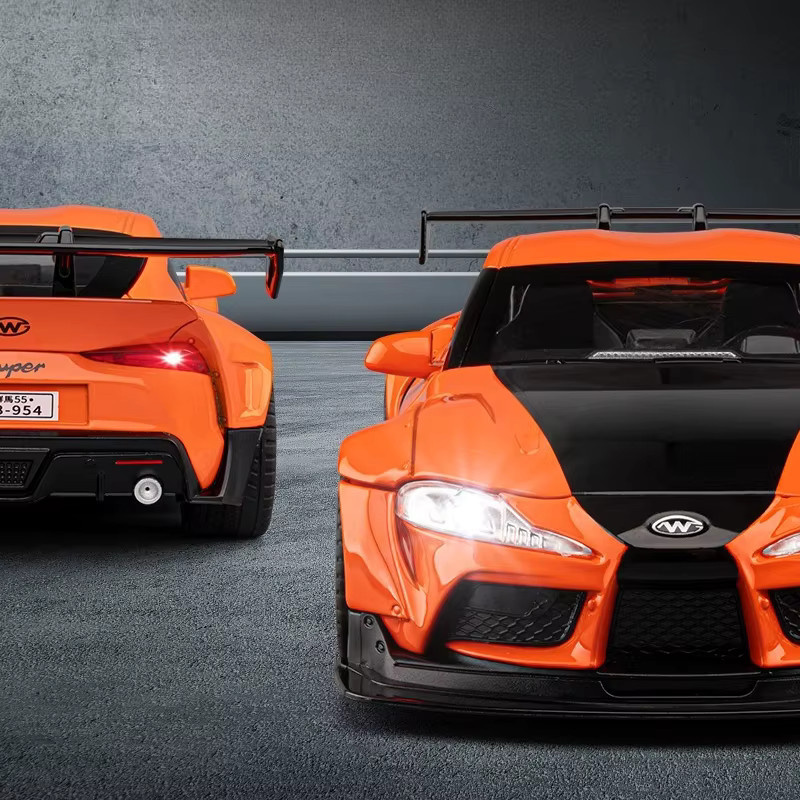 MAKEDA Toyota Supra Modellauto, 1:22, mit Licht & Sound, orange - Bild 2