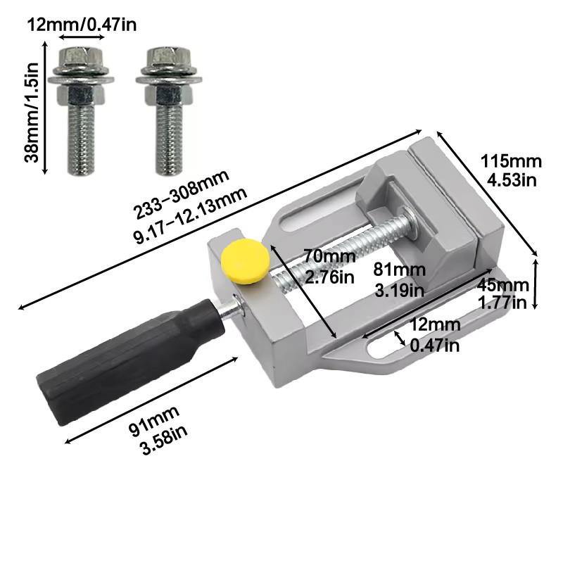 Mr Drill Rechtwinklige Klemme aus Aluminiumlegierung mit flachem Mund und dreieckigem Griff für Holzbearbeitung und Schweißarbeiten - Bild 2