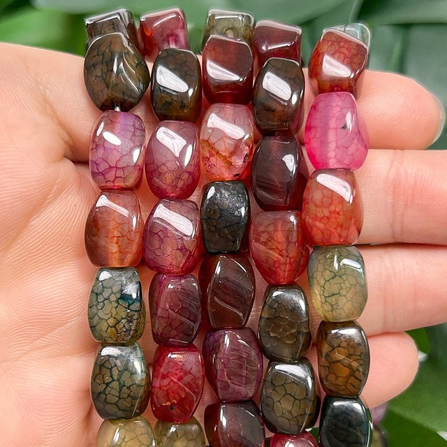 Natursteinperlen Drachenadern Achat, mehrfarbig, 12 x 8 mm, 38,1 cm, Unisex - Bild 1