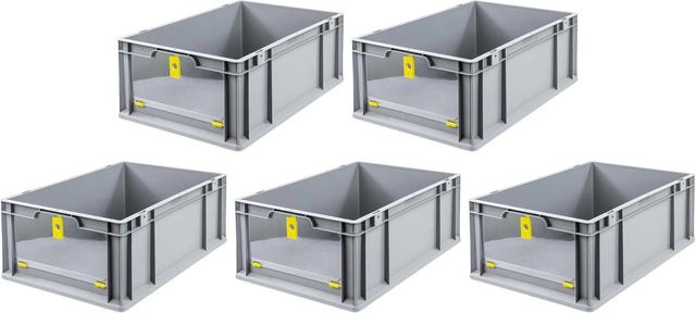PROREGAL SparSet 5x Eurobox NextGen Insight Cover Eurobehälter mit verstärkten Wänden, Gelb, H x B x T: 22 x 40 x 60 cm, 44 Liter - Bild 1