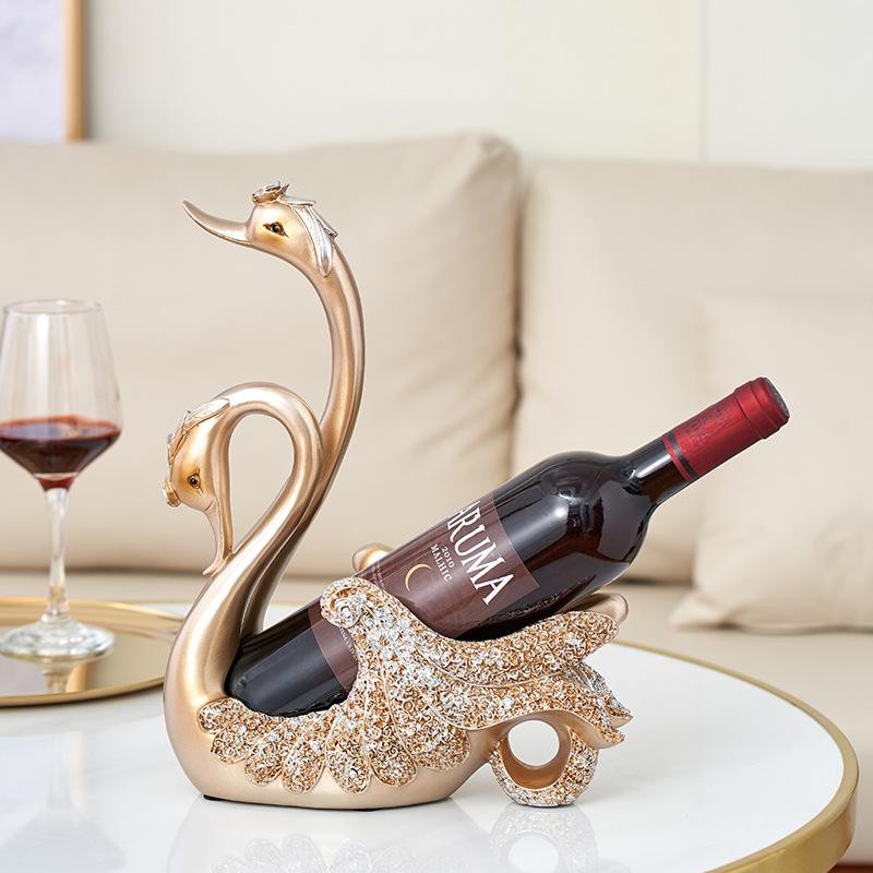 Weinregal Schwan in Weinrot aus Metall als dekorativer Weinschrank und TV-Schrank für dein Zuhause - Bild 2