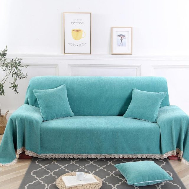 Sofabezug für Kombinationssofa aus Chenille in Türkis, B/B: 180 x 150 cm - Bild 1