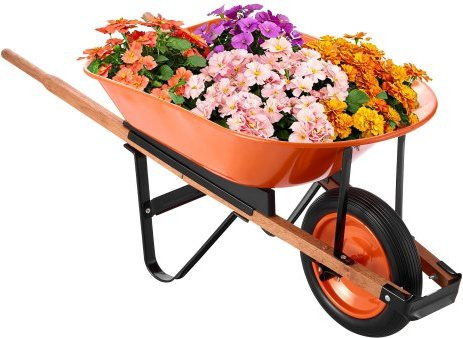 VEVOR Schubkarrenwagen mit 5 Kubikfuß Ladevolumen und 150 kg Tragkraft, einrädriger Gartenwagen mit Metallgriff und 40 cm breiten Spurrädern in Schwarz - Bild 1