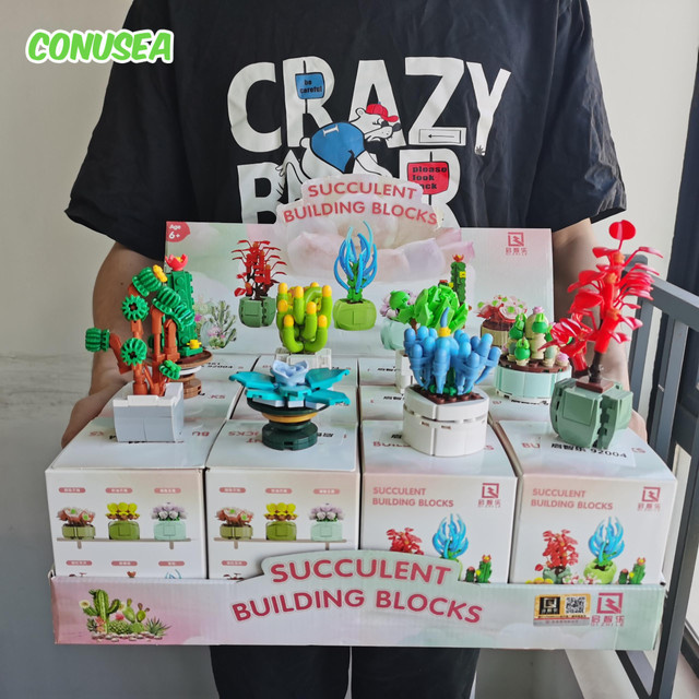 CONUSEA Blind Box Spielzeug Baustein Blume Sukkulenten Pflanze, 12-teiliges Set, ab 6 Jahren - Bild 1