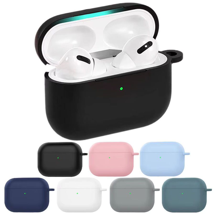 Apple Silikon-Schutzhülle für AirPods Pro 3 in Schwarz mit Karabiner und Lanyard, stoßdämpfend - Bild 5