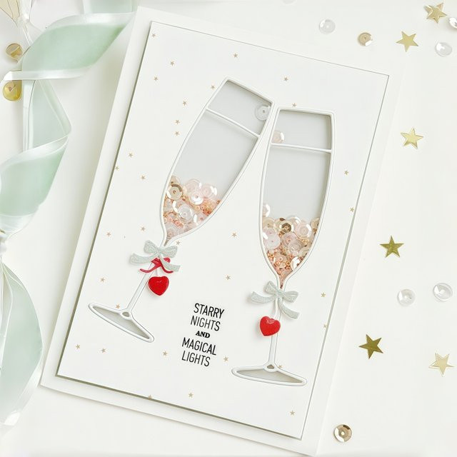Metall-Stanzform Champagnerglas für DIY Scrapbooking und Kartenherstellung - Bild 1