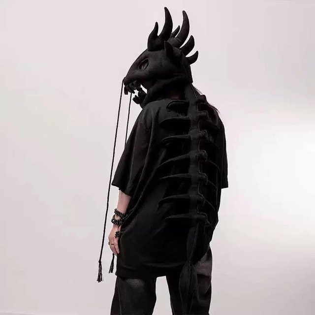 Yiran toy Dinosaurierskelett Plüsch Kopfbedeckung, 120 cm, Schwarz - Bild 1