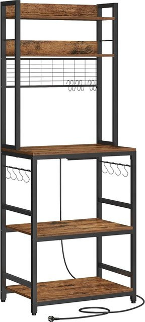 VASAGLE Küchenregal Standregal in Weiß mit Steckdosen und 14 Haken, B/T/H: 40 x 40 x 170 cm - Bild 1