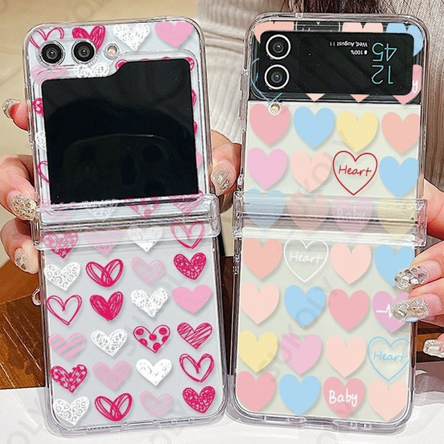 Stoßfeste transparente Handyhülle mit Liebesmuster für Samsung Galaxy Z Flip7, Z Flip6, Z Flip5, Z Flip4 und Z Flip3 - Bild 1