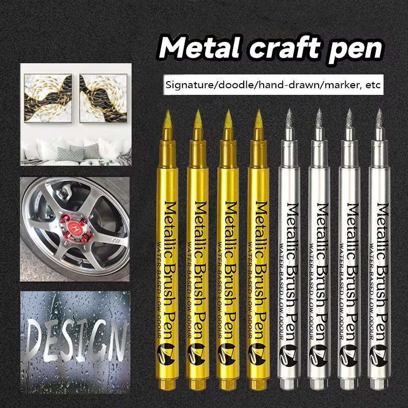 4/6 Stück Metallic Pinsel Marker Set in Gold und Silber, wasserfeste Permanent Marker für DIY-Projekte und Harz-Formen - Bild 2