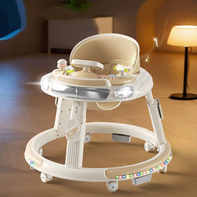 Multifunktionaler Lauflernwagen für Babys von 6 bis 18 Monaten mit Anti-O-Bein-Funktion und Sturzschutz, faltbar, in Blau und Beige - Bild 2