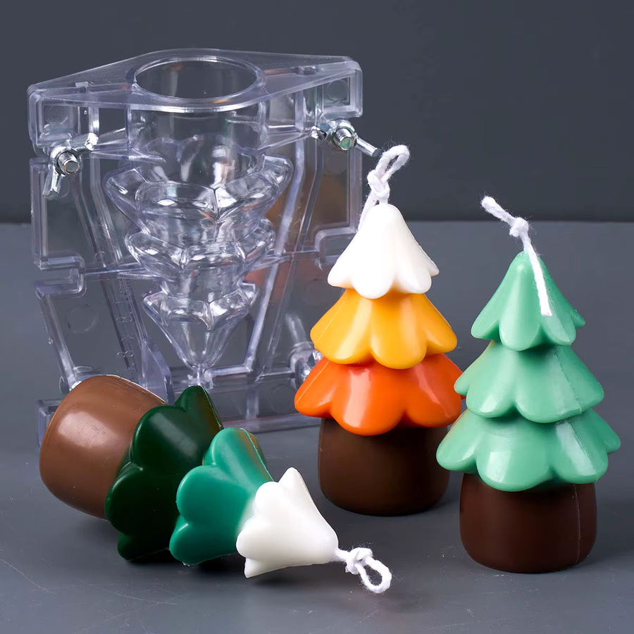 UDOCOOL 3D Weihnachtsbaum Acryl Kerzenform für DIY Duftkerzen und Seifen in Multicolor - Bild 3