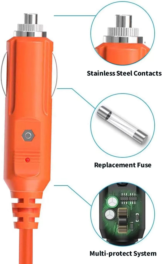 JMUYTOP Zigarettenanzünder auf XT60 Ladekabel 14AWG für 12/24V Autoladestecker kompatibel mit Jackery, EcoFlow und Anker Powerstations, Orange - Bild 2