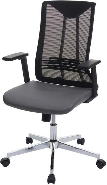 Ergonomischer Bürostuhl MCW J53 in Grau aus Kunstleder mit Kopfstütze und Höhenverstellung - Bild 2