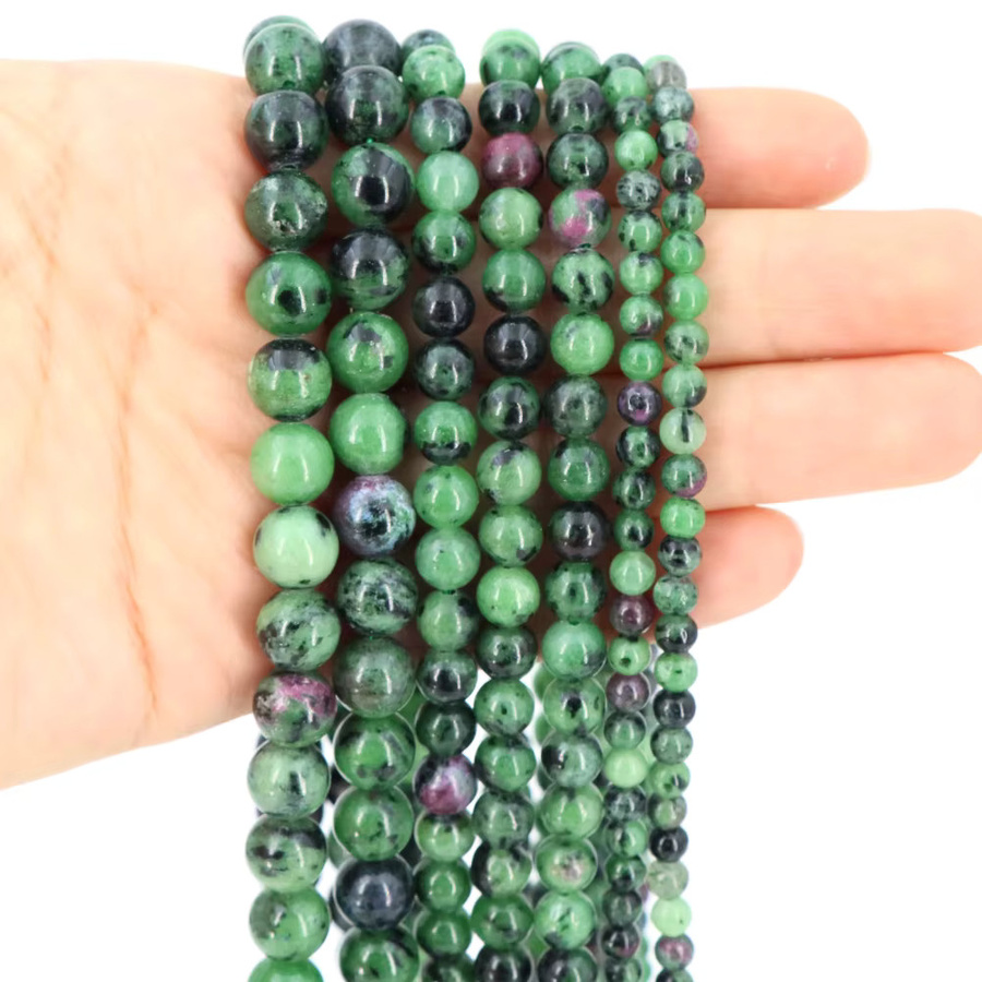 Strang Naturstein Perlen, Rubin, Zoisit, Jade, Unisex - Bild 5