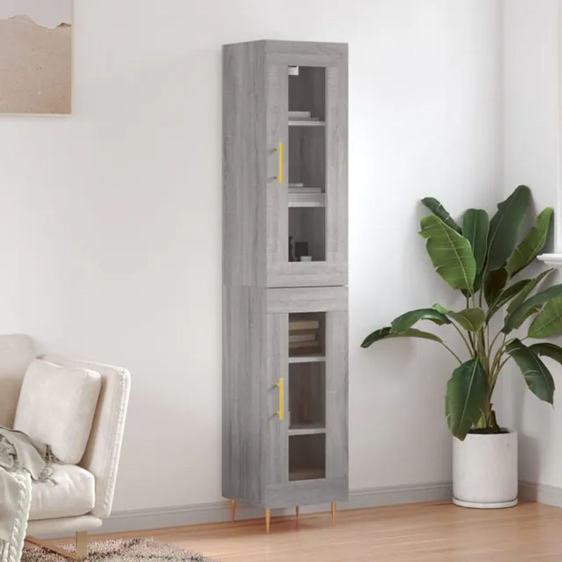 Vidaxl Hoher Schrank in Sonoma-Eiche Grau im modernen Industrial-Design, B/T/H: 34,5 x 34 x 180 cm - Bild 1