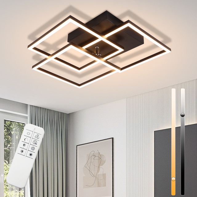 NETTLIFE Moderne LED-Deckenleuchte Schwarz, 36W, dimmbar mit Fernbedienung, Durchmesser: 40 cm - Bild 1