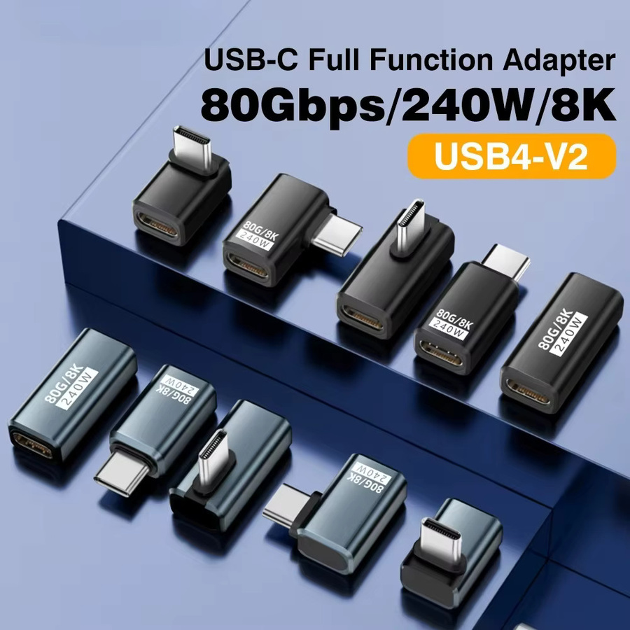 BSN USB4 V2 90-Grad-Typ-C-Winkeladapter in Schwarz mit 80Gbps, Thunderbolt 5/4/3 Kompatibilität und 240W USB-C Anschluss - Bild 2
