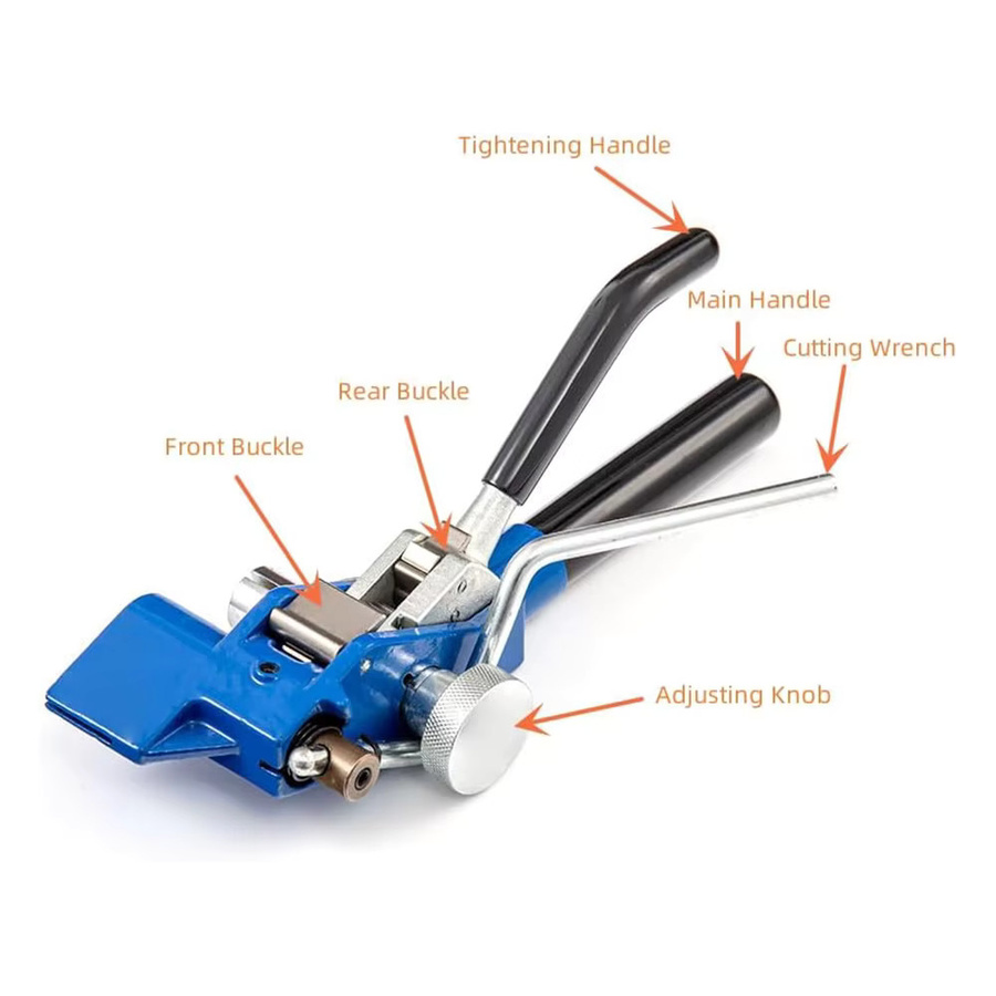 WOZOBUY Edelstahl-Kabelbinderpistole in Blau zur Spannvorrichtung für Edelstahlbänder und -gurte - Bild 4