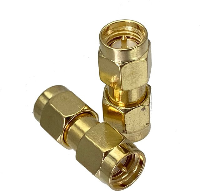 SMA-Stecker auf SMA-Stecker RF-Koaxial-Adapter in Serie, 50 Ohm, Gold - Bild 1