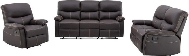 Couchgarnitur Canby mit Sessel in Braun, 6-teiliges Polstergarnitur aus Kunstleder, B/T/H: 183 x 133 x 79 cm - Bild 1