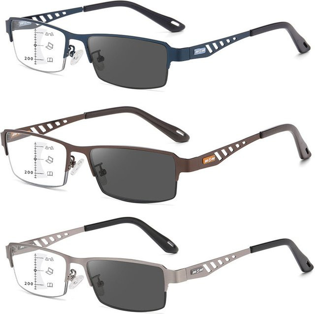 DIXSG Lesebrille, Halbrand, Metall, rechteckig, Blaulichtfilter - Bild 1