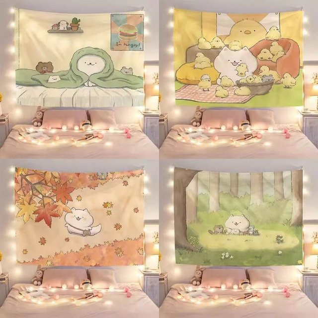 VIKAMA Wandteppich mit niedlichem Cartoon-Tier-Motiv für Kinderzimmer, Mehrfarbig, B/H: 75 x 75 cm - Bild 1