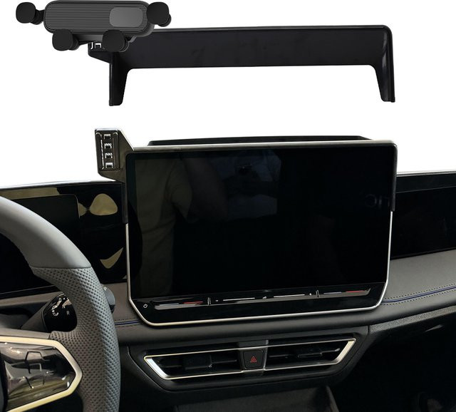 Auto-Handyhalterung für VW Tiguan Tayron 2025 2026 als GPS-Navigationsständer in Schwarz - Bild 1