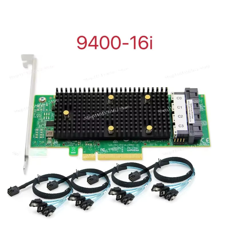 LSI 9400-16i/8i HBA PCIe 12 Gbit/s 16-Port IT-Modus JBOD in Schwarz inklusive 4x SFF-8643 SAS-Kabel - Bild 3