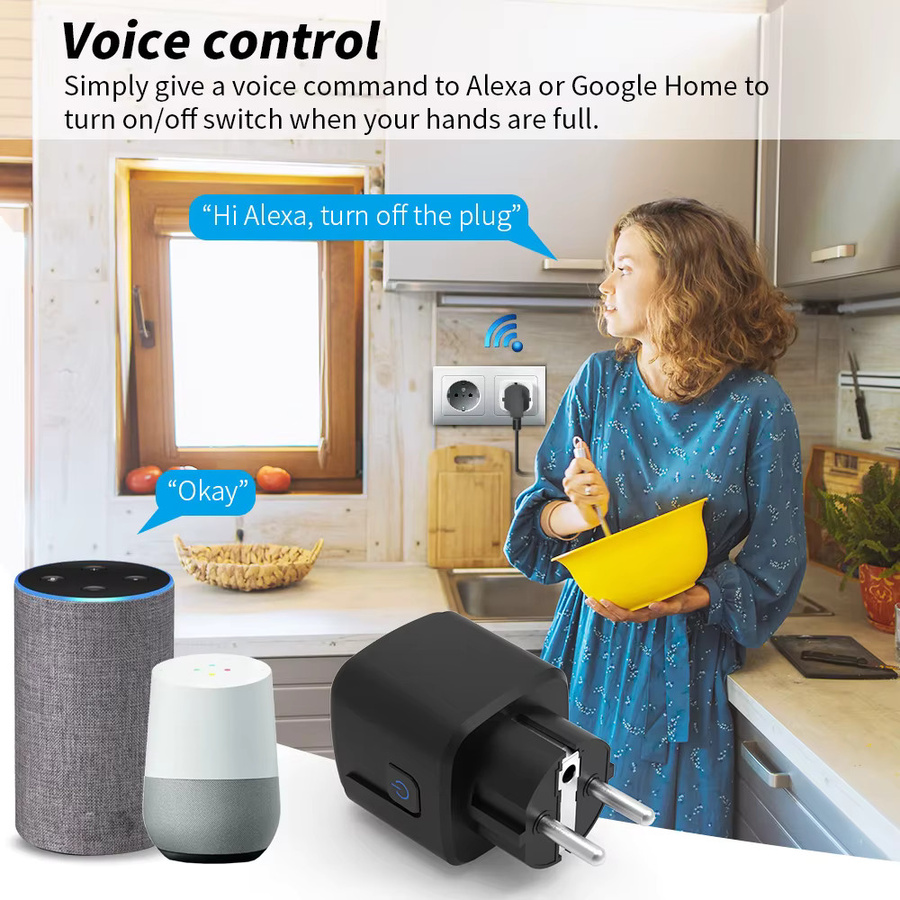 Tuya WiFi Smart-Steckdose mit Energieüberwachung in Schwarz, kompatibel mit Smart Life App, Alexa und Google Home, EU-Stecker (16A/20A) - Bild 3
