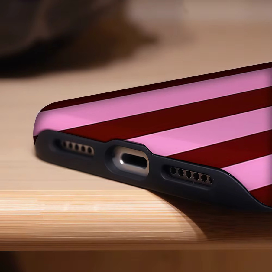 Aegis Schutzhülle mit Magnetfunktion für iPhone 17 16 15 14 Plus 13 Pro Max in Rosa-Bordeaux-Streifen-Design - Bild 6