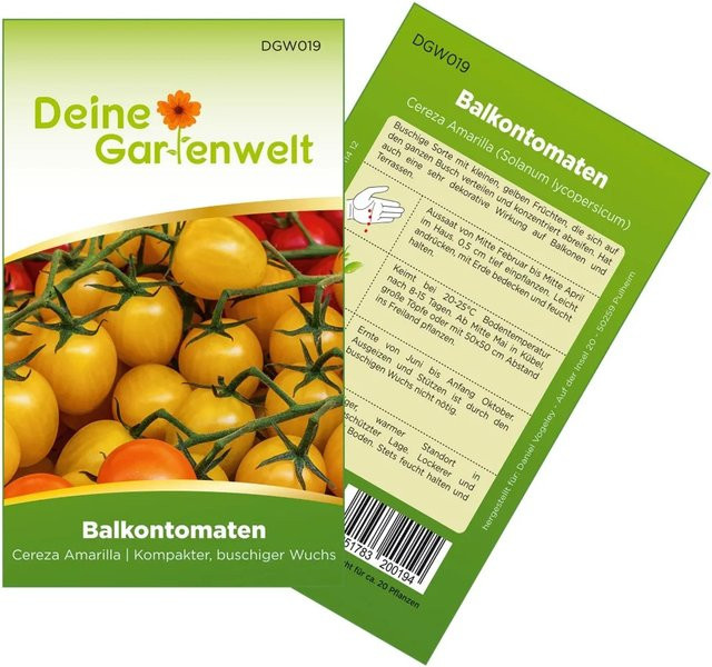 Deine Gartenwelt Balkontomate Cereza Amarilla Gelb Samen für Balkon, Terrasse und Freiland - Bild 1