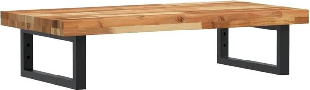 vidaXL Waschbeckenregal zur Wandmontage aus Stahl und geöltem Akazienholz in Schwarz und Braun - Bild 1