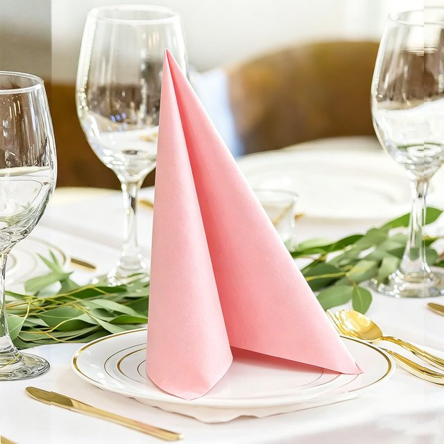 JINYU DOME Einweg-Papierservietten in Rosa mit Leinenoptik, B/B: 40 x 40 cm - Bild 1