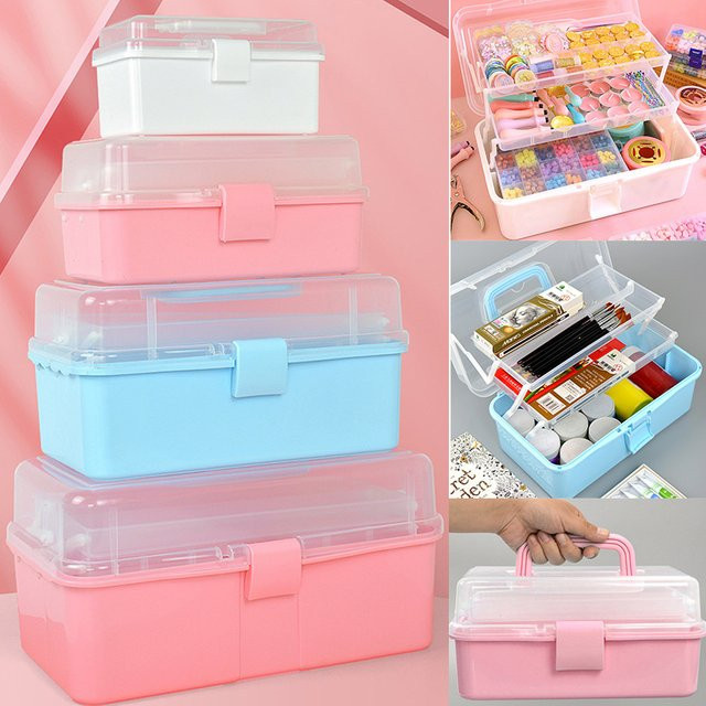 Faltbare transparente Aufbewahrungsbox aus Kunststoff für Schmuck, Make-up und Bastelbedarf - Bild 1