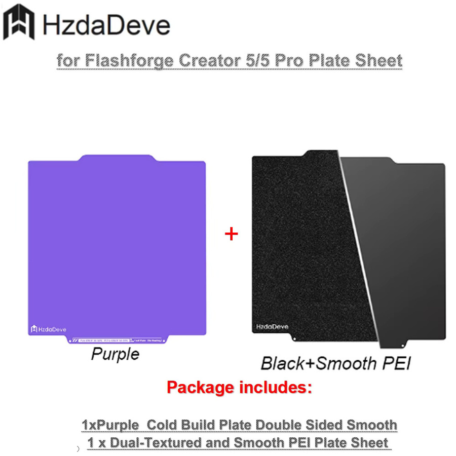 HzdaDeve Goldene PEI-Federstahl-Flexplattform für Creator 5/5Pro, doppelt strukturierte und glatte Bauplatte, B/T: 256 x 256 mm - Bild 2